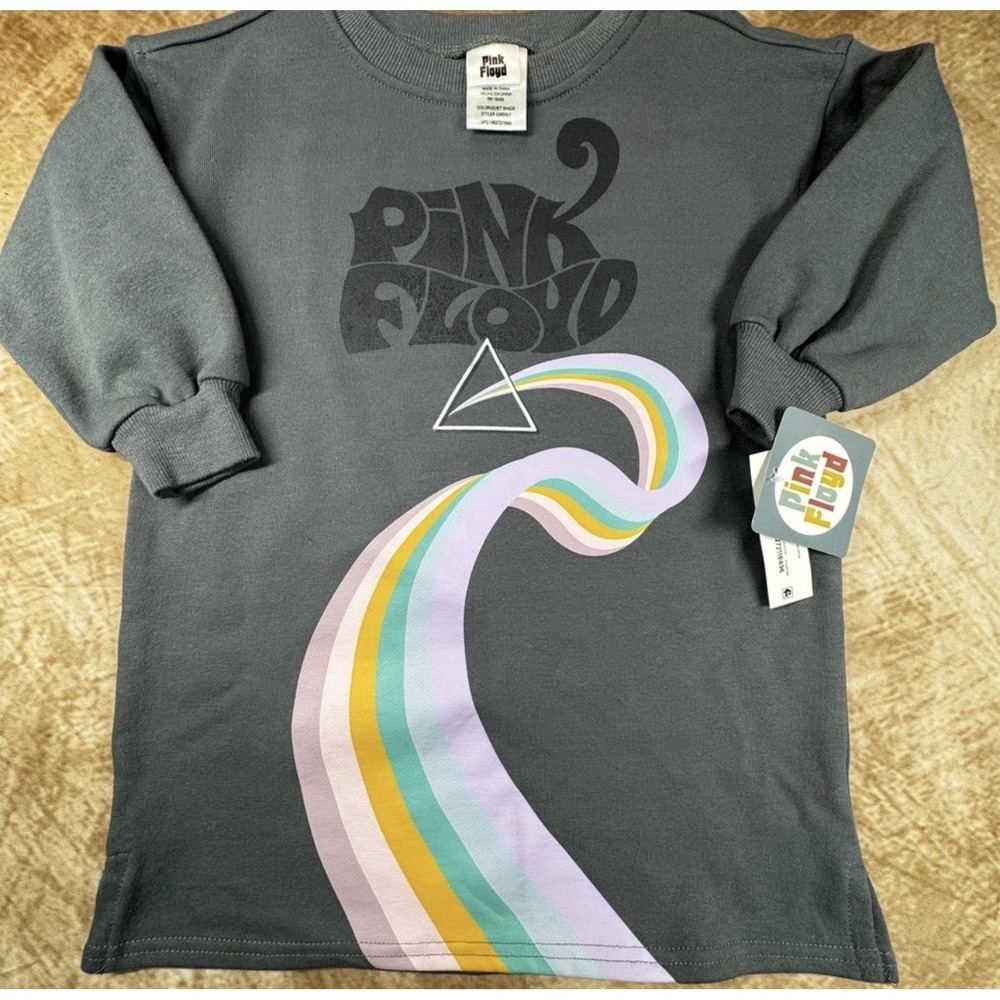 Pink Floyd Kids dark grey sweatshirt dress With rainbow Graphic 3T NWT